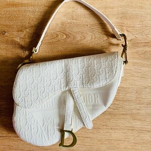 Dior Cream Embossed Saddle Bag